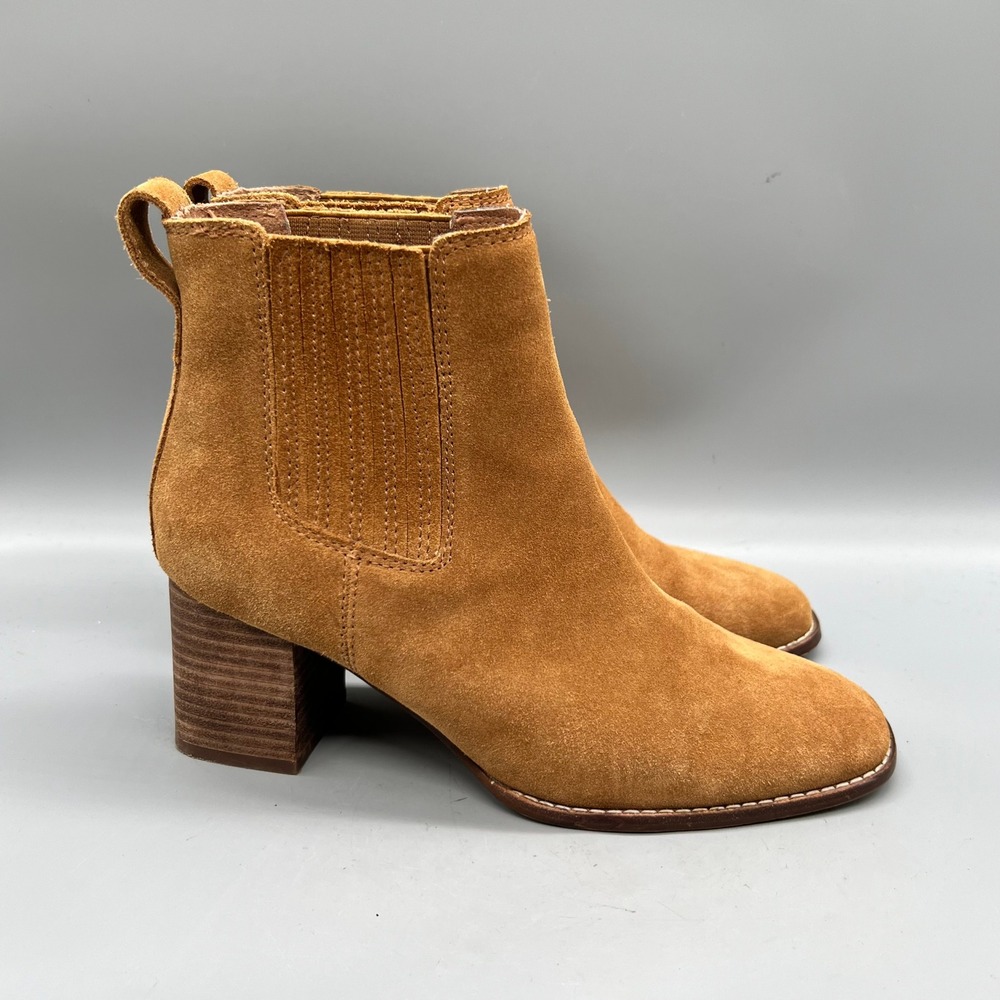 Madewell Boots Women 8 Brown Suede Chelsea Ankle Block Heel Bootie Shoes Comfort